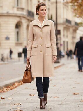 Kenneth Cole 3/4 length Cream Wool Jacket